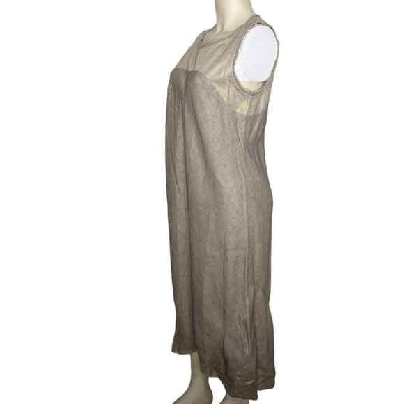 ab Nahlik sleeveless metallic shimmer beige and light gold sleeveless dress M 40 - Picture 6 of 12